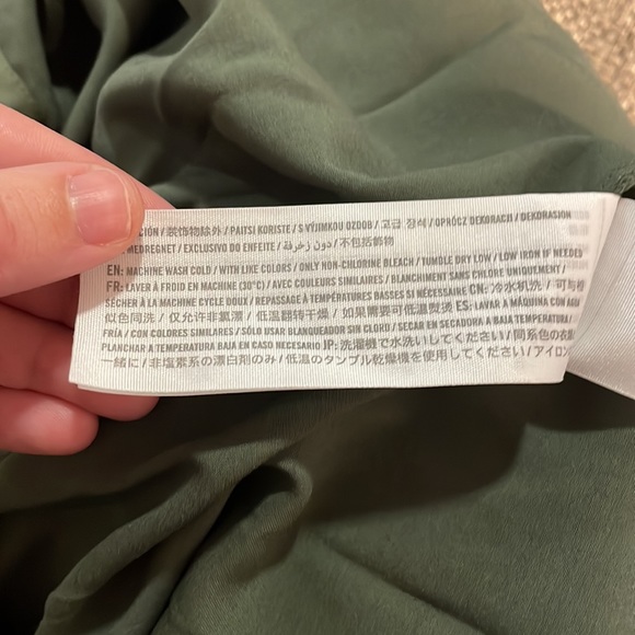 Abercrombie & Fitch Green Satin Long Sleeve Shirt Dress SZ XXS EUC - Picture 6 of 6